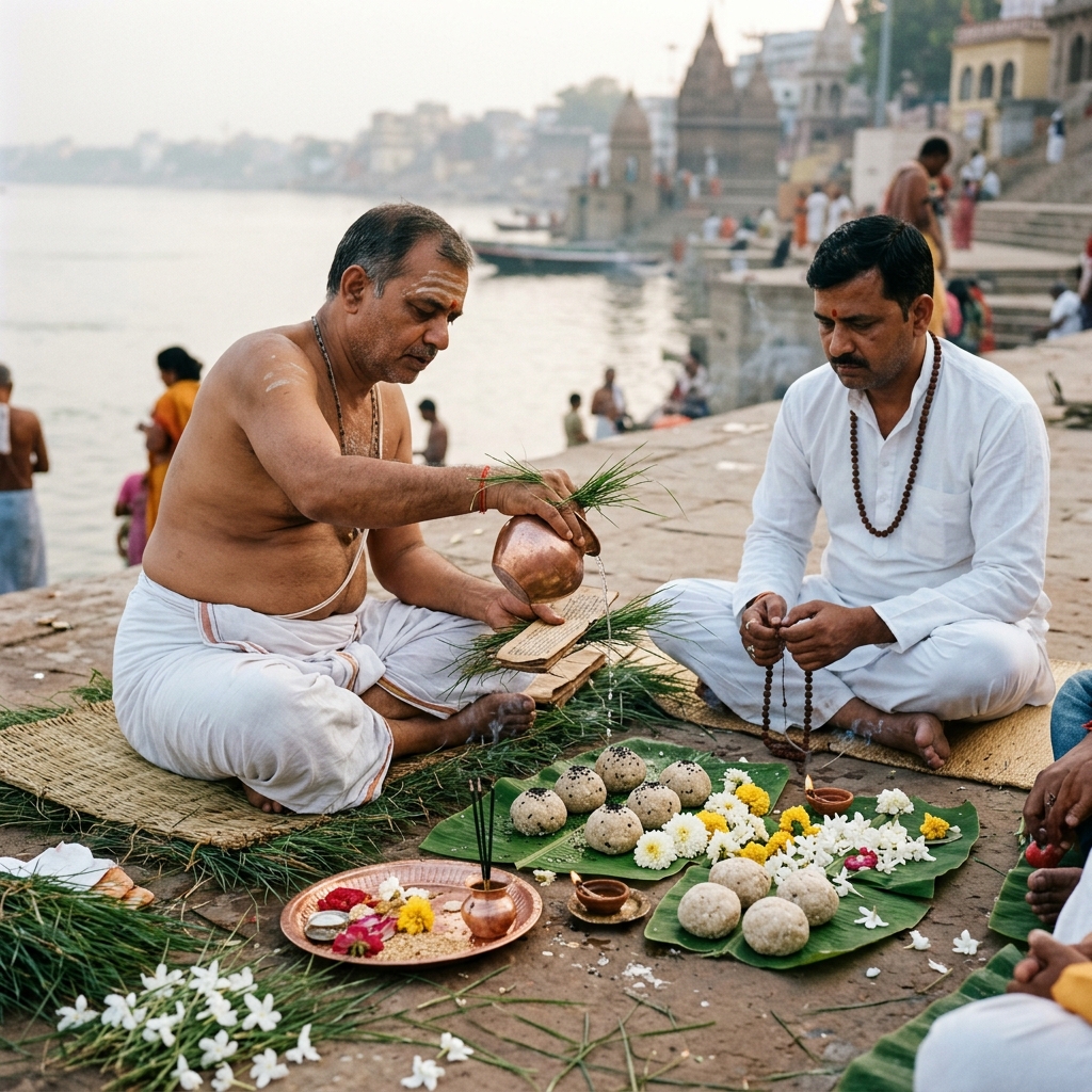 Antim Sanskar & 10th-13th Day Rites - Solemn scriptural Pinda Daan and Kusha grass rites according to Garuda Purana